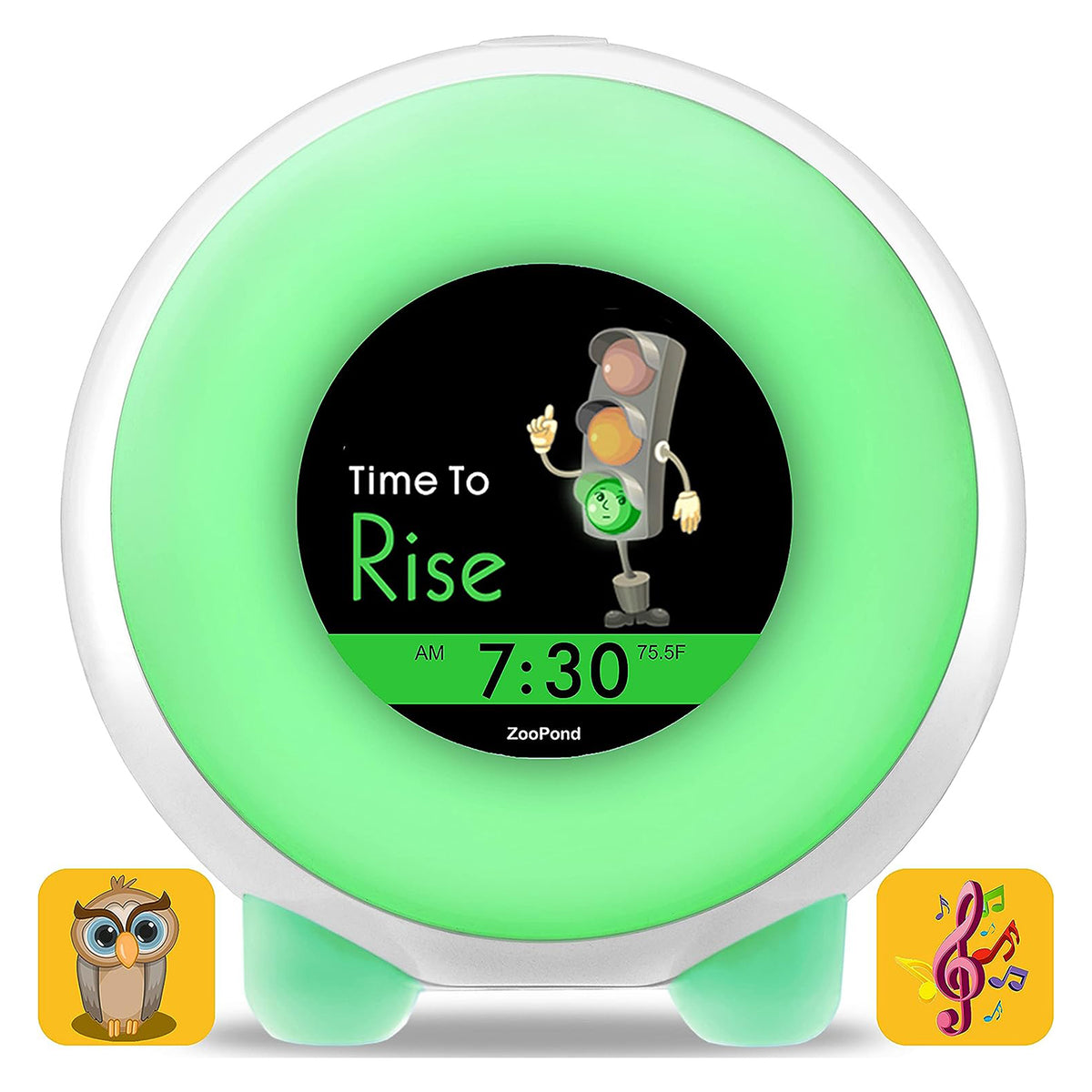 ZOOPOND - Full-Color Mobile Display Alarm Clock for Kids, Kids Alarm Clock, Kids Night Light, Ok to Wake Clock, Wake Up Light, Toddler Clock GRO Clock, Sound Machine Kids, 16 Cartoon Characters Z06A