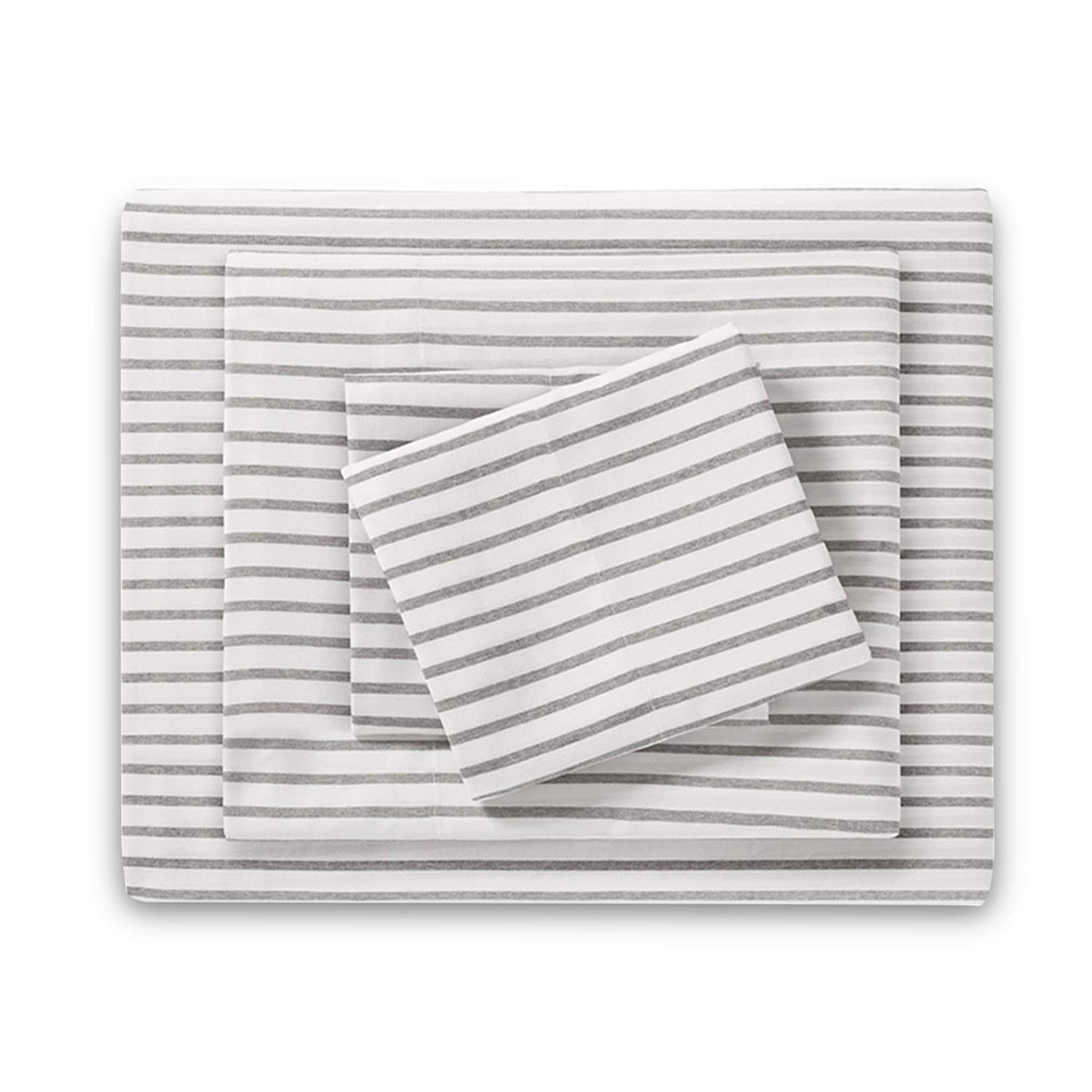 HONEYMOON 3 PC Bed Sheet Set - Flat Sheet, Fitted Sheet, Pillow Case -  Twin XL, Gray StripeS
