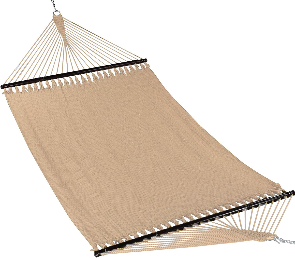 JUNELILY Polyester Rope Hammock, Double Wide Two Person with Spreader Bars - For Outdoor Patio, Yard, Porch