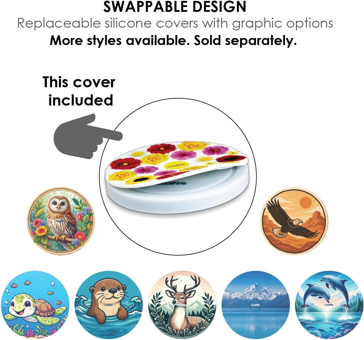 Coolfire Self-Care Gift – Smart Hydration Reminder Coaster with Voice Alerts, Ambient Light &amp; Changeable Mood Covers for Pregnancy, ADHD, Stress Relief &amp; Everyday Wellness BAT-CTC02