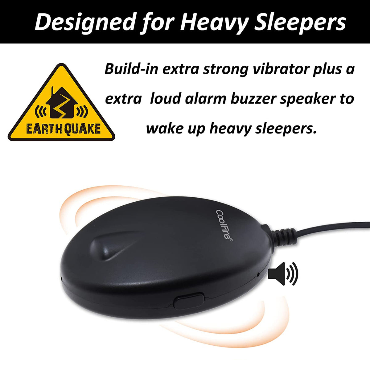 Bluetooth Vibrating Alarm Clock for Heavy Sleepers Adults, Bed Shaker Alarm Clock for The Deaf Shake Away Coolfire - Bluetooth Vibrating Alarm Clock for Heavy Sleepers Adults Bed Shaker for The Deaf