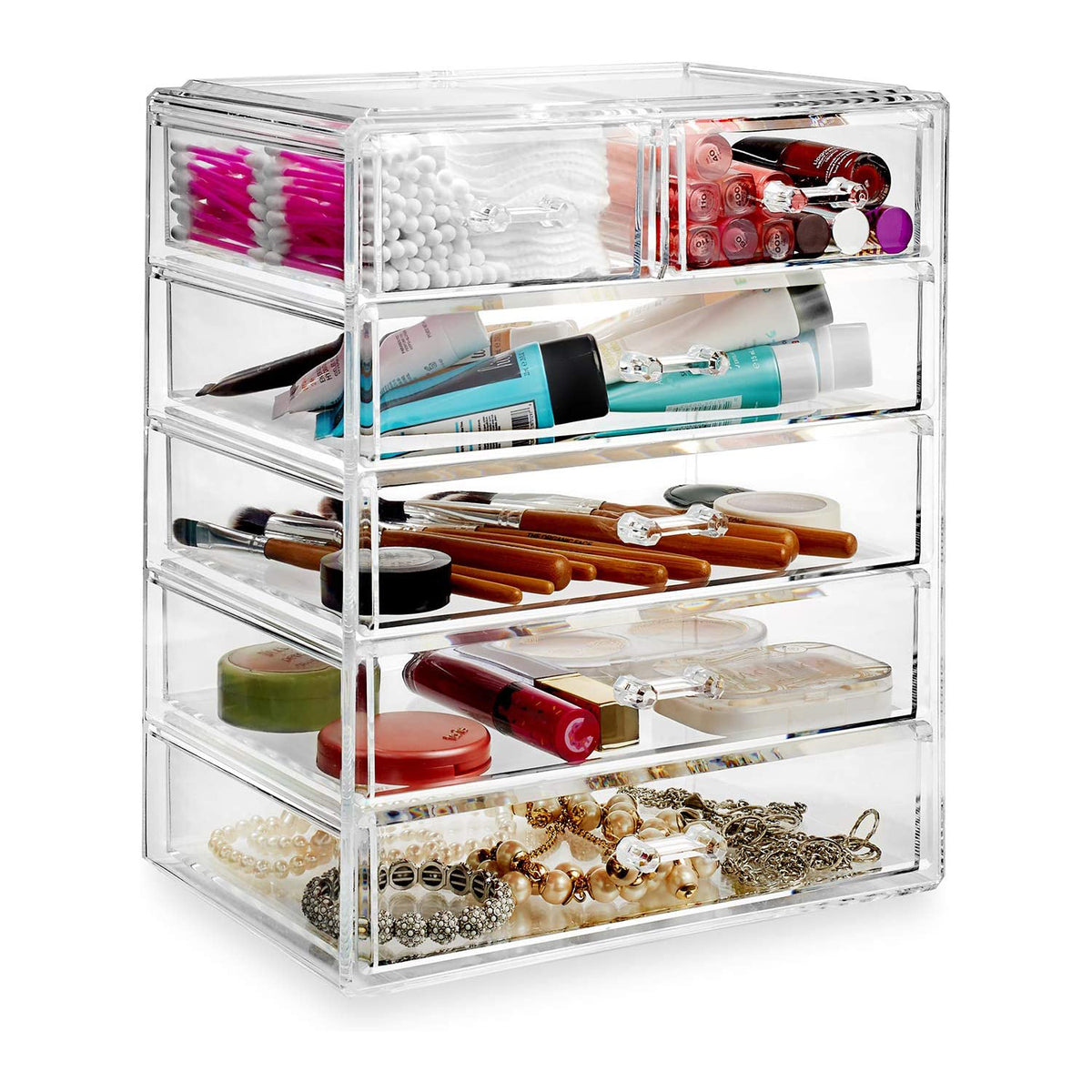 Acrylic Makeup Organizer and Storage  with 6 Drawers - Vanity Organizers and Storage