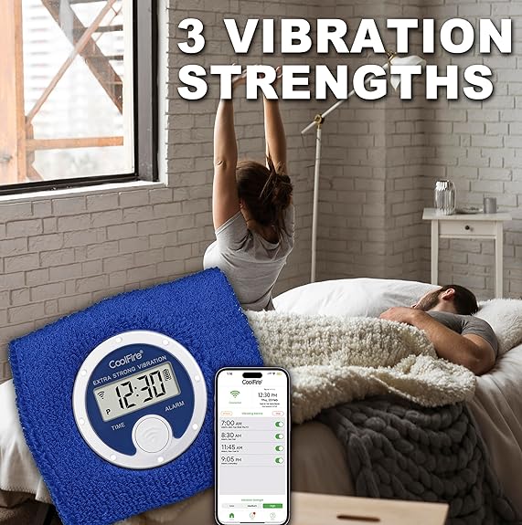 Vibrating Alarm Clock Sweatband, Silent Wake Yourself Up Wristband Vibrating Alarm Watch for Couples, Students, Easy to Set on User-Friendly App, Hearing Impaired, USB Chargeable (BLK)
