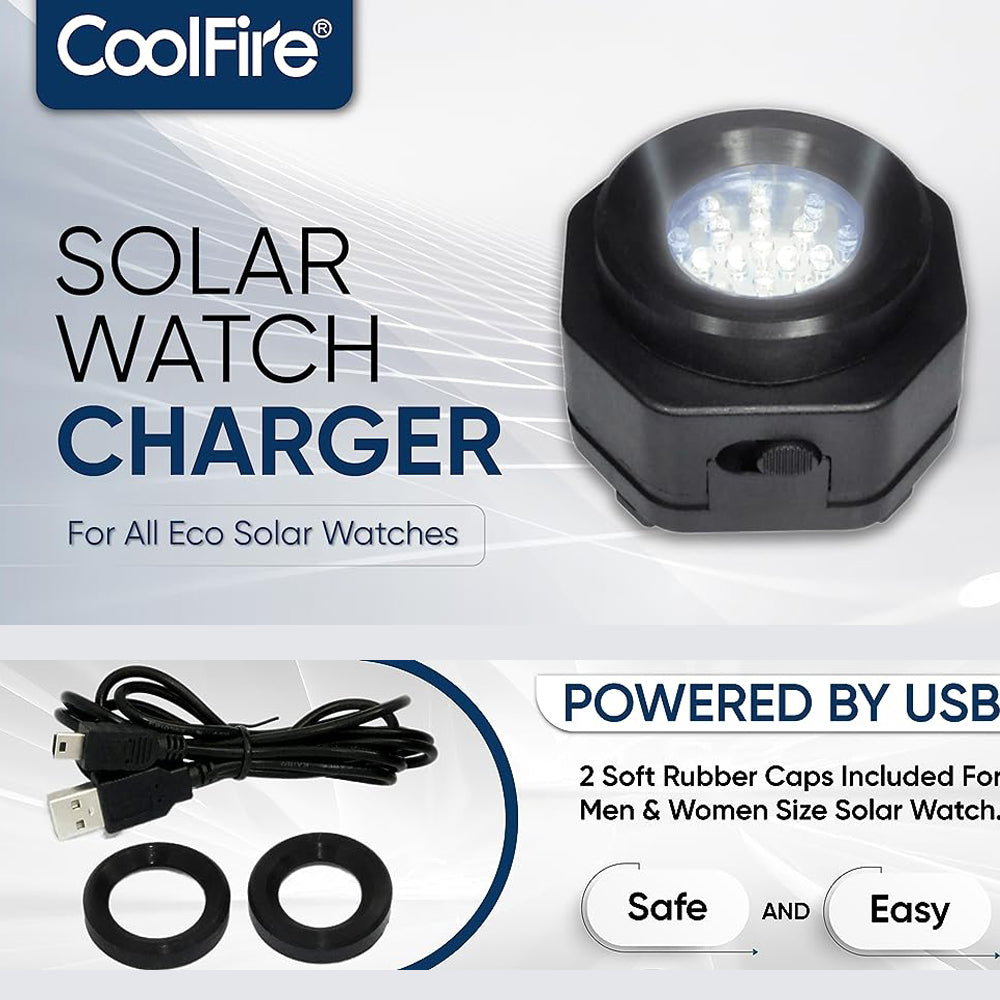 CoolFire Solar Watch Fast Charger for All Eco Solar Watches Reloj Hombre Solar Pad Power Smart Watch Portable Battery Charger Automatic - Model 1046