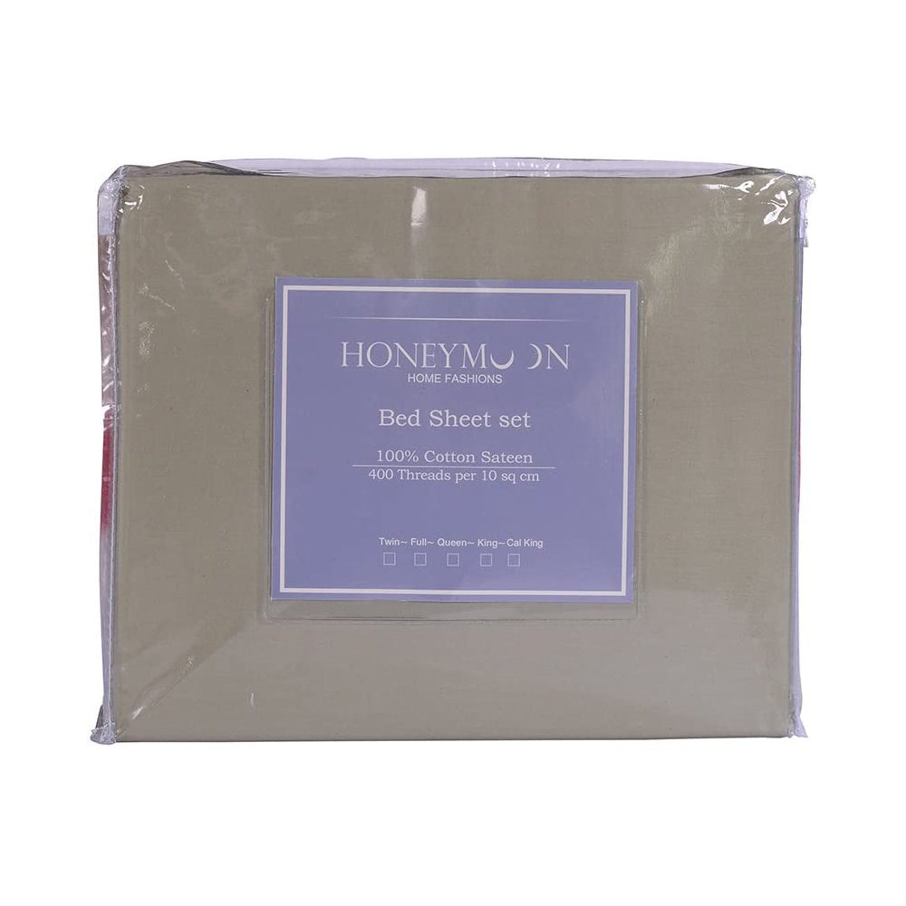 100% Cotton Sateen Bed Sheet Set  (King Size, Sage)