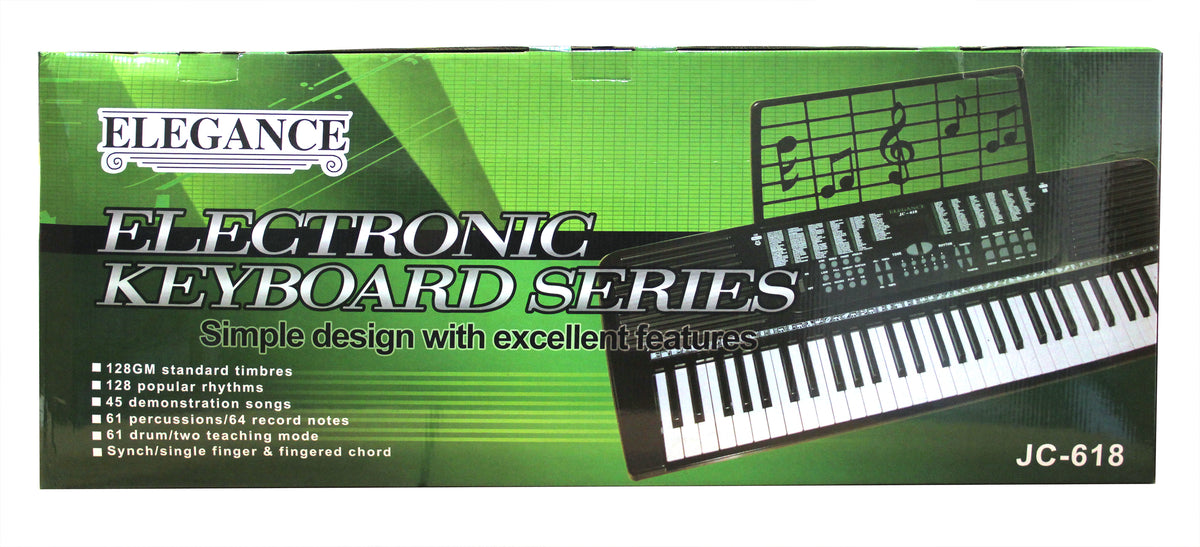 61-Key Electronic Keyboard Piano Kit with 300 Built-in Tones, Music Rest & Demo Songs