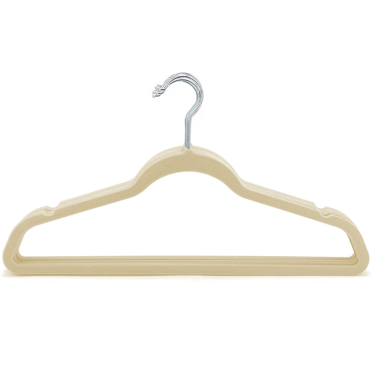 Non Slip Velvet Hangers Heavy Duty Clothes Hangers - Beige