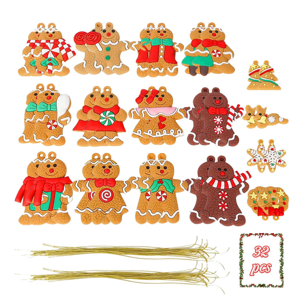 AMOR PRESENT Gingerbread Man Ornaments Christmas Figurine for Christmas Tree Hanging Decorations for Kids Adults