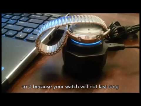 JuneLily CoolFire Solar Watch Charger uses an LED lights system to charge your solar watch. Video demonstrates how to connect the solar watch charger to a USB port, turn on the charger and place the solar watch near the light lamp charger on top to charge.