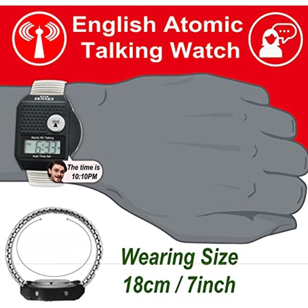 Five Senses Atomic Top Button English Talking Watch for Seniors Blind Men Women Low Vision