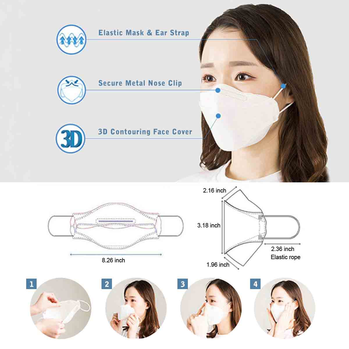 Respirator Safety Face Mask KN95 Gas Pollution & Particulate Matter Barrier