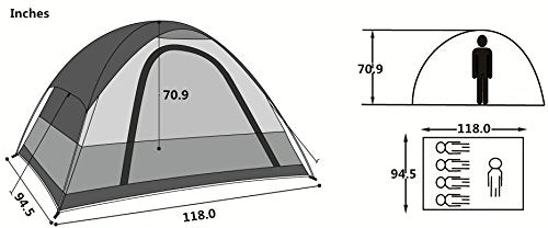 SEMOO Water Resistant 5 Person 3-Season Lightweight Family Dome Tent for Camping with Carry Bag