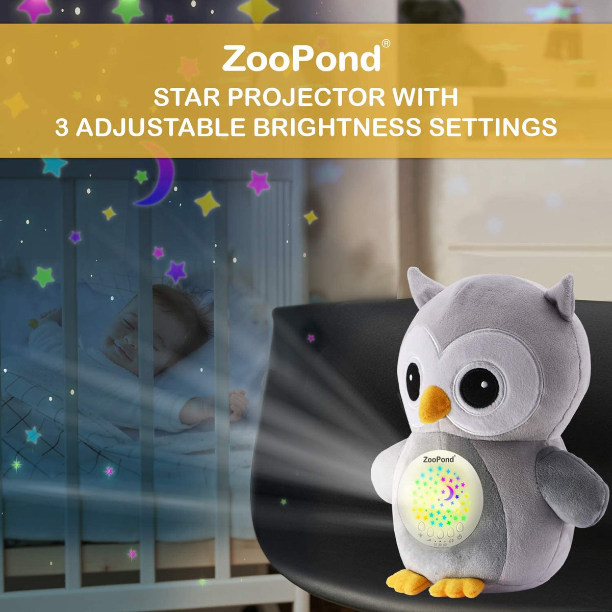 ZooPond Baby Soother, Baby Night Light and Sound Machine, Crib