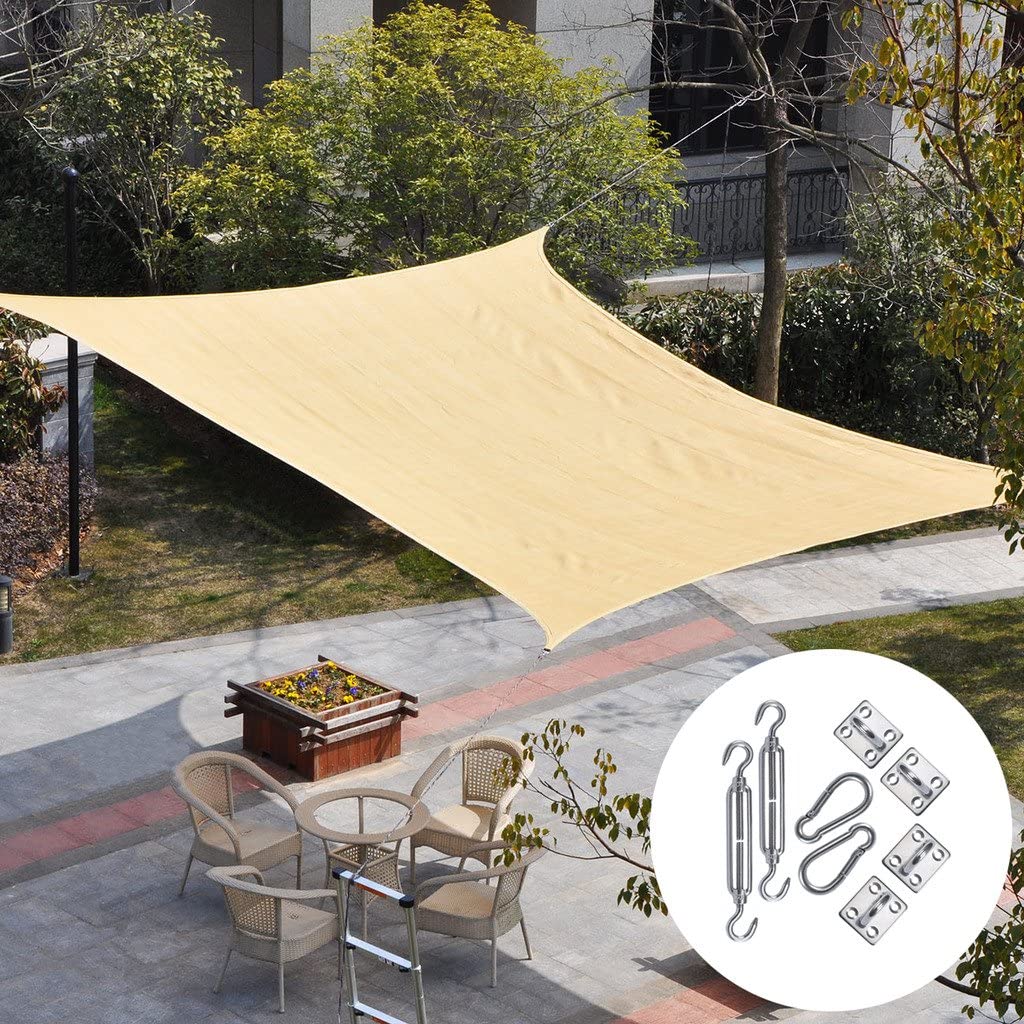 Sun Shade Sail for UV Ray Protection - Rectangle with Hardware Kit