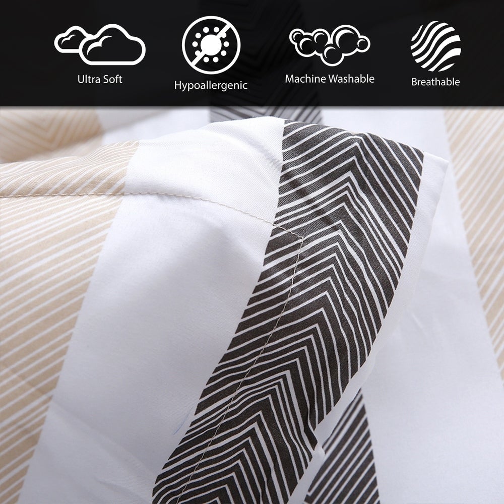 HONEYMOON 6 Piece Comforter Set for Twin Size - Geometric Lines Stripes - 3PC Sheet Set