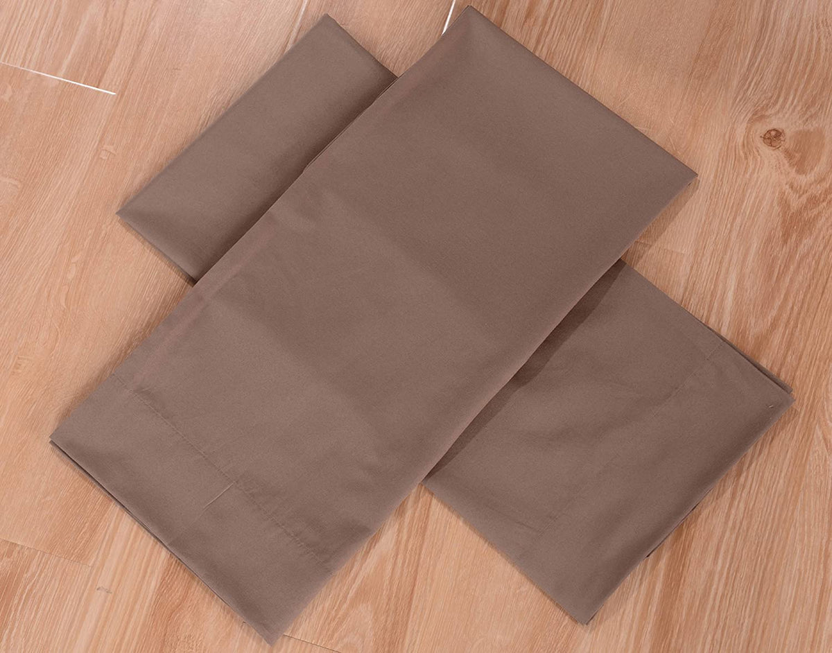 Cotton Blend Bed Sheet Set (Queen, Pine Bark Brown)