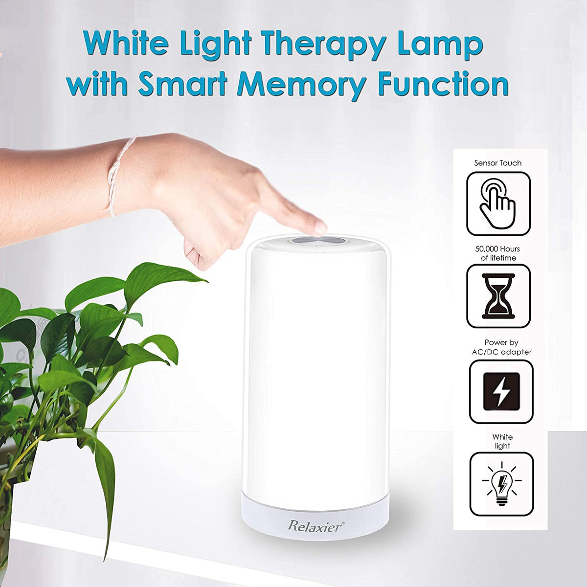 Light Therapy Lamp Natural Light with 10,000 LUX UV-Free Sunlight