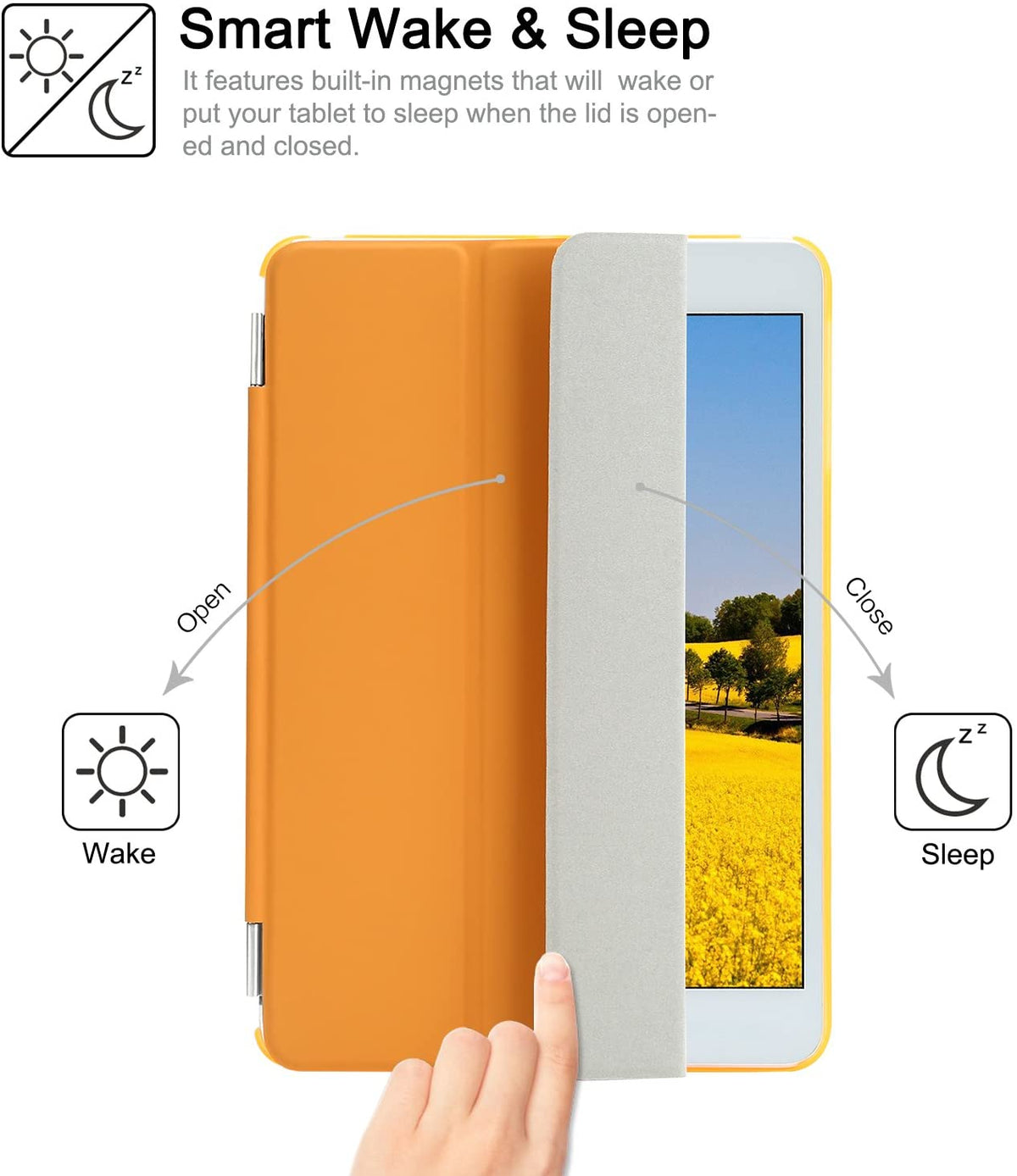 Ultra Thin Magnetic Smart Cover (Wake/Sleep Function) & Clear Back Case for iPad Mini 2 / Mini 3 with Retina Display (Orange PT3107)