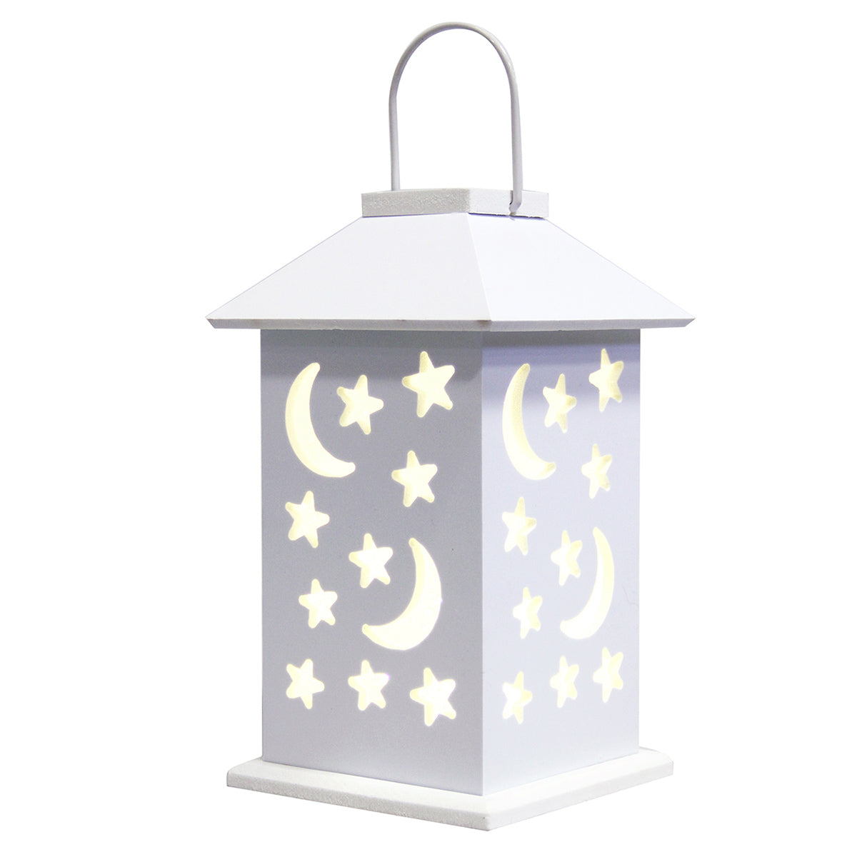 LED Nursery Kid Nightlight Table Lamp, White Moon Star Shape Cutout