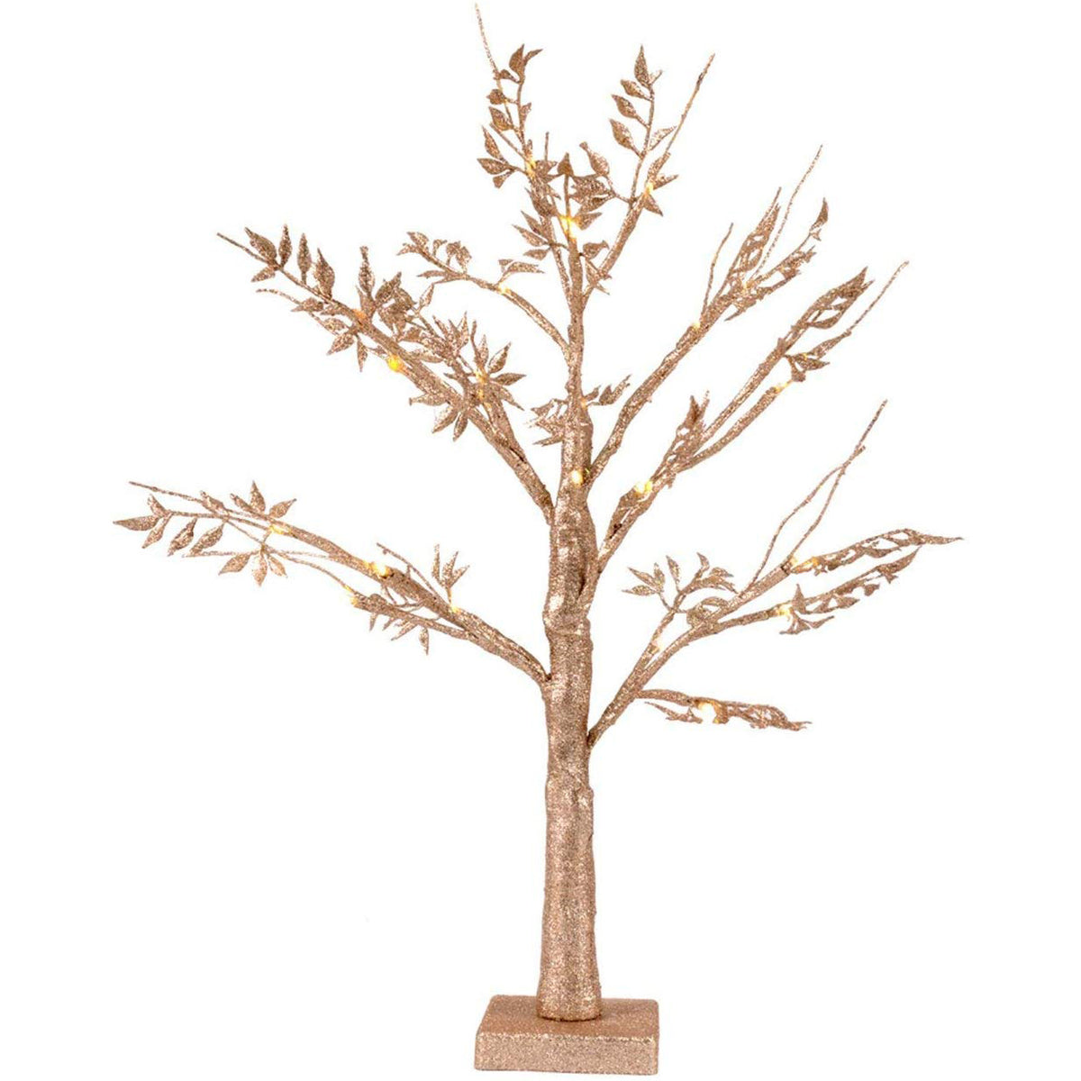 Glitter Gold Christmas Tree Warm White Light Battery-Powered Cordless (18")