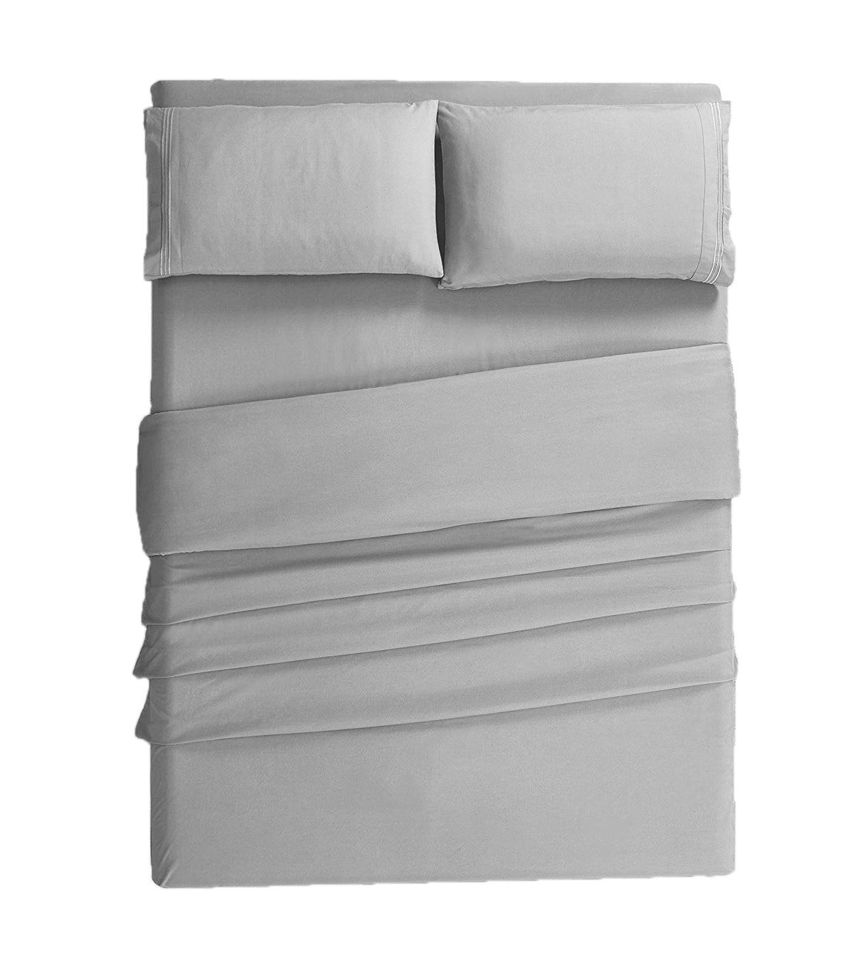Mali Dreaming Casa Microfiber Bed Sheet 4-Piece Bedding Set - Queen Size, Gray