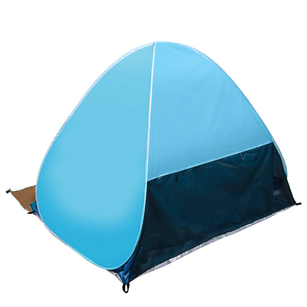 Portable Beach Tent w/ Anti-UV Sun Shade Summer Beach Tent (Blue)