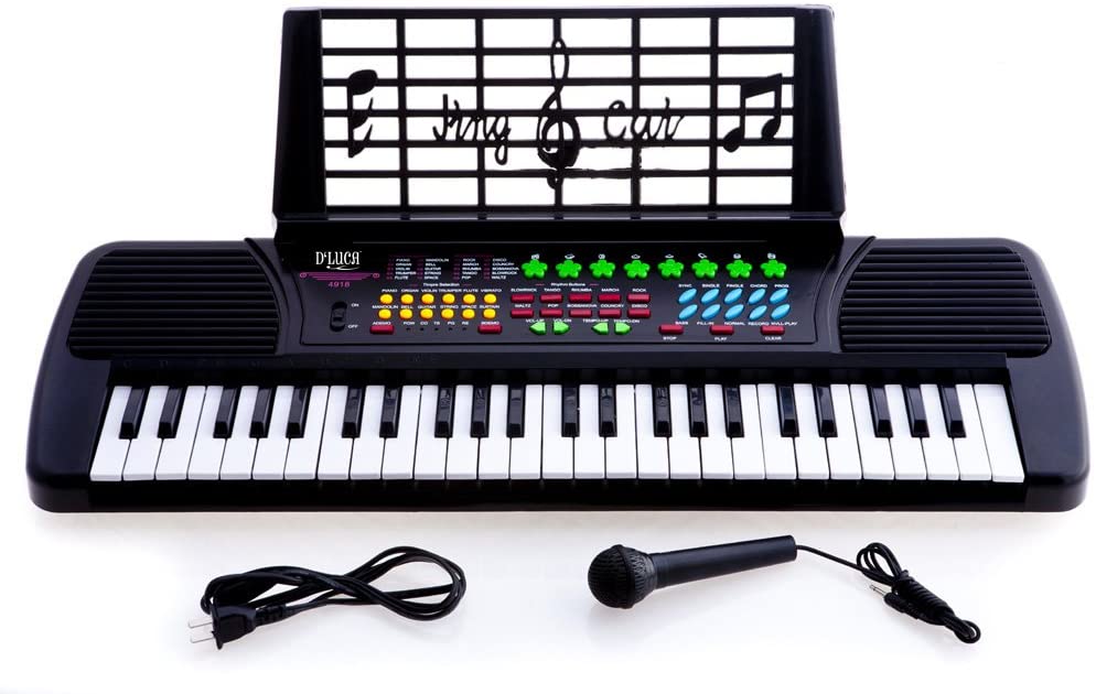 JUNELILY 49-Key Mid-Size Piano Keyboard for Kids With Music Rest & Mic