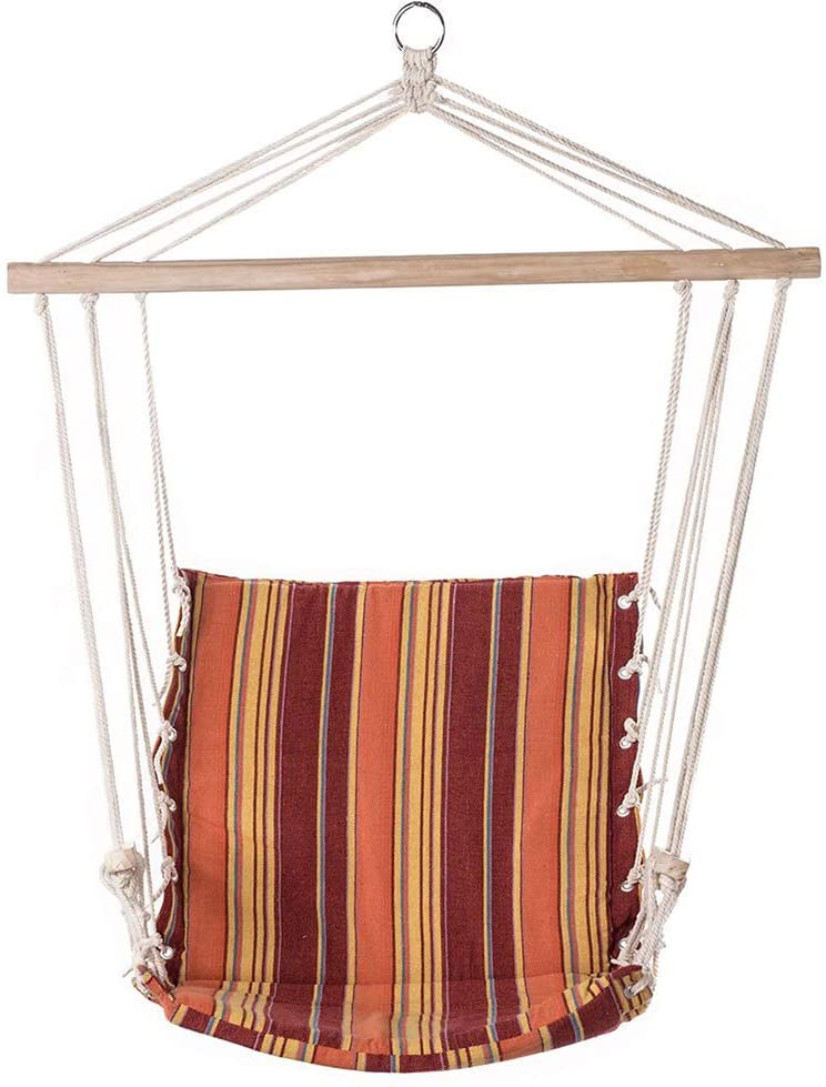 JUNELILY Colored Stripes Hammock Leisure Chair for Indoors & Outdoors