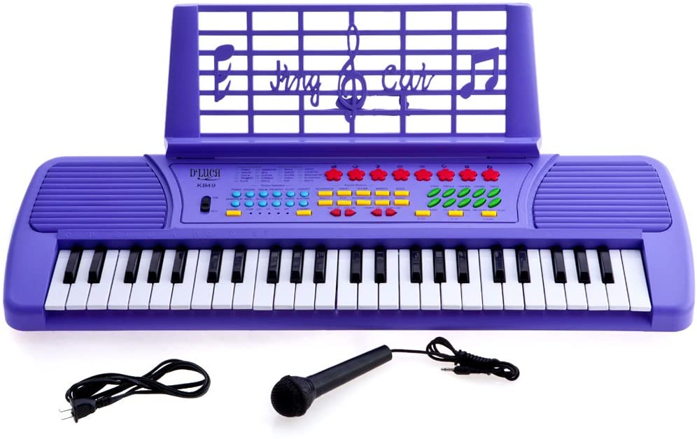 JUNELILY 49-Key Mid-Size Piano Keyboard for Kids With Music Rest & Mic