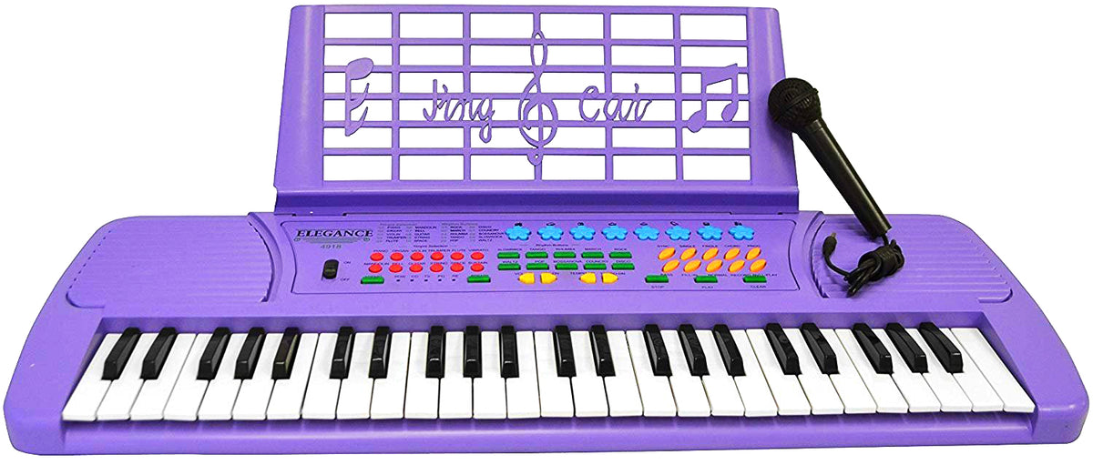 JUNELILY 49-Key Mid-Size Piano Keyboard for Kids With Music Rest & Mic