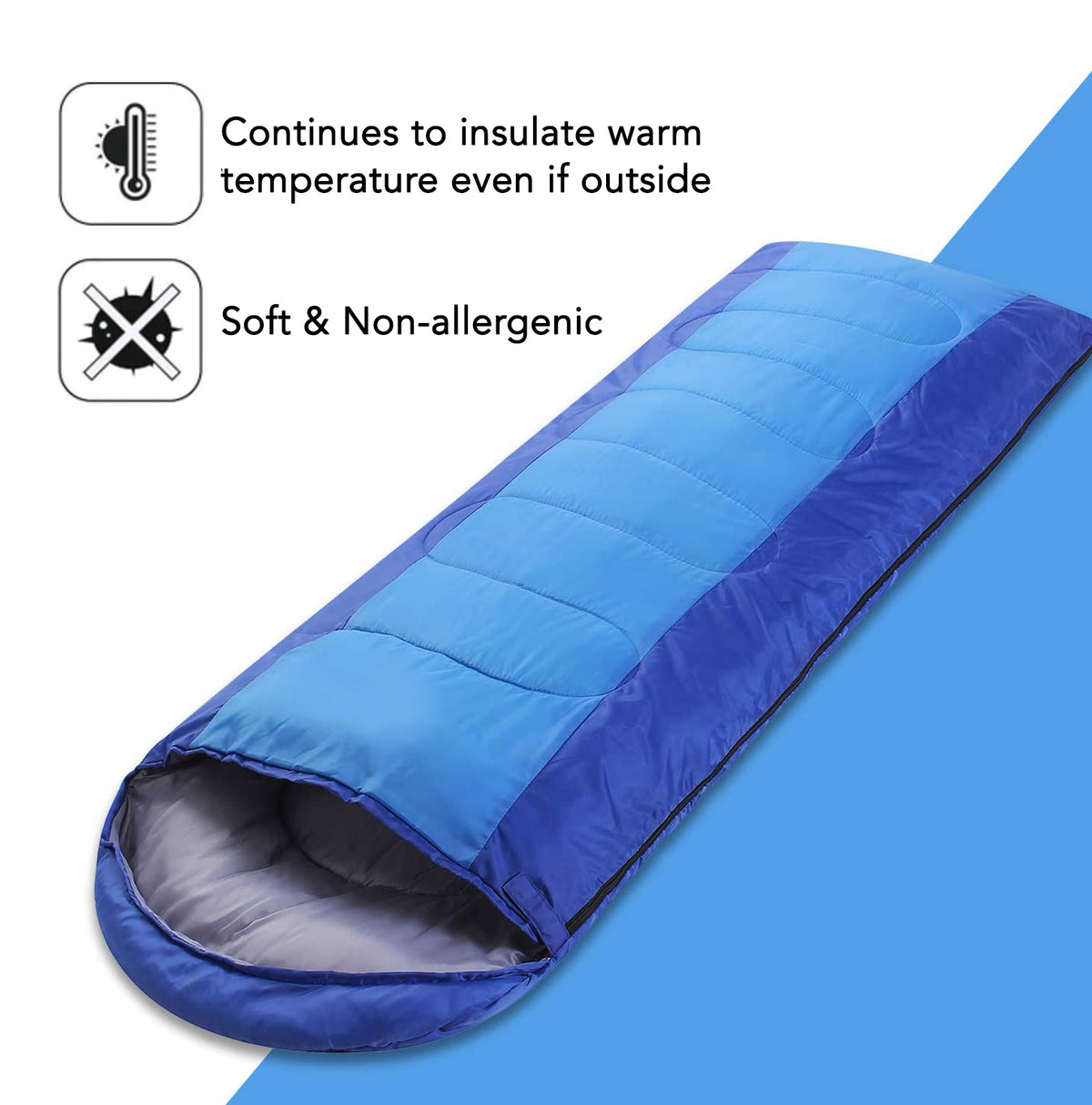 JUNELILY Camping Sleeping Bag for 3 Seasons, Lightweight & Waterproof for Adult's & Kid's