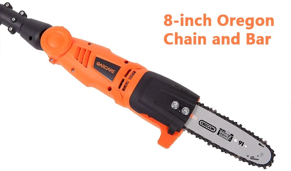 GARCARE 6.5-Amp Corded Pole Chain Saw Hedge Trimmer with Adjustable Head