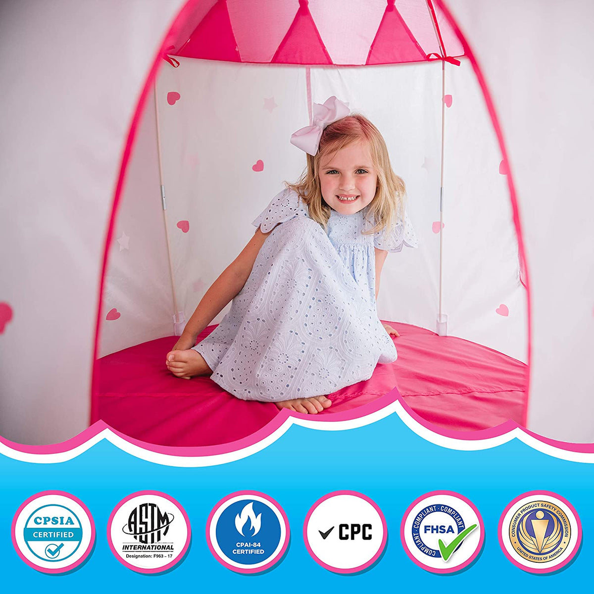 Princess Castle Play Tent With Glow In The Dark Stars Foldable with Carry Case
