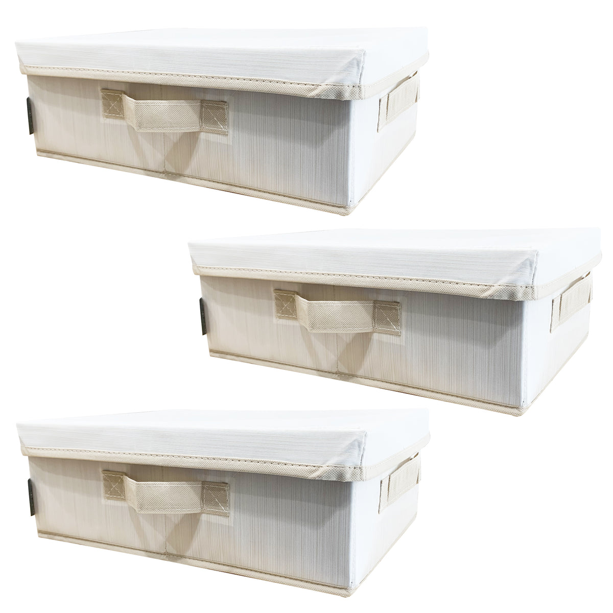 Foldable Storage Basket Bin Set [3-Pack] Storage Cube Box Canvas Fabric Collapsible Organizer - Bamboo-Style