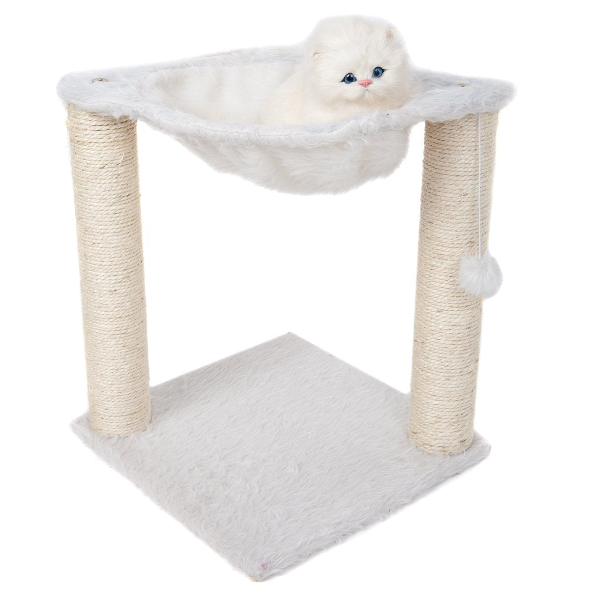 FAVORITE 17" Cat Condo Tree Scratching Post Faux Fur Hammock Bed w/ Sisal Post - Plush Condo Furniture