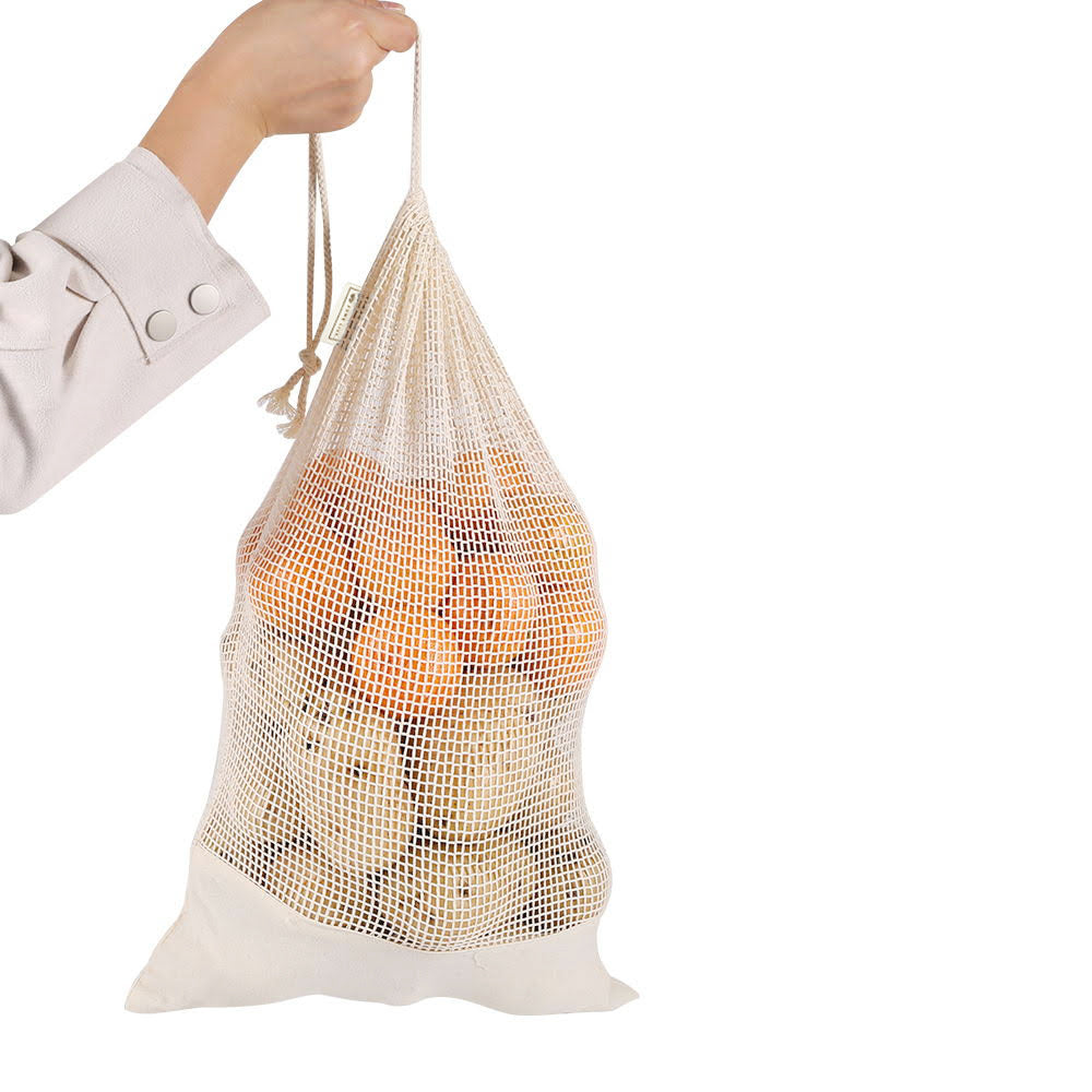 Reusable Vegan Organic Cotton Produce Bags for Grocery Shopping - Mesh Produce Bags