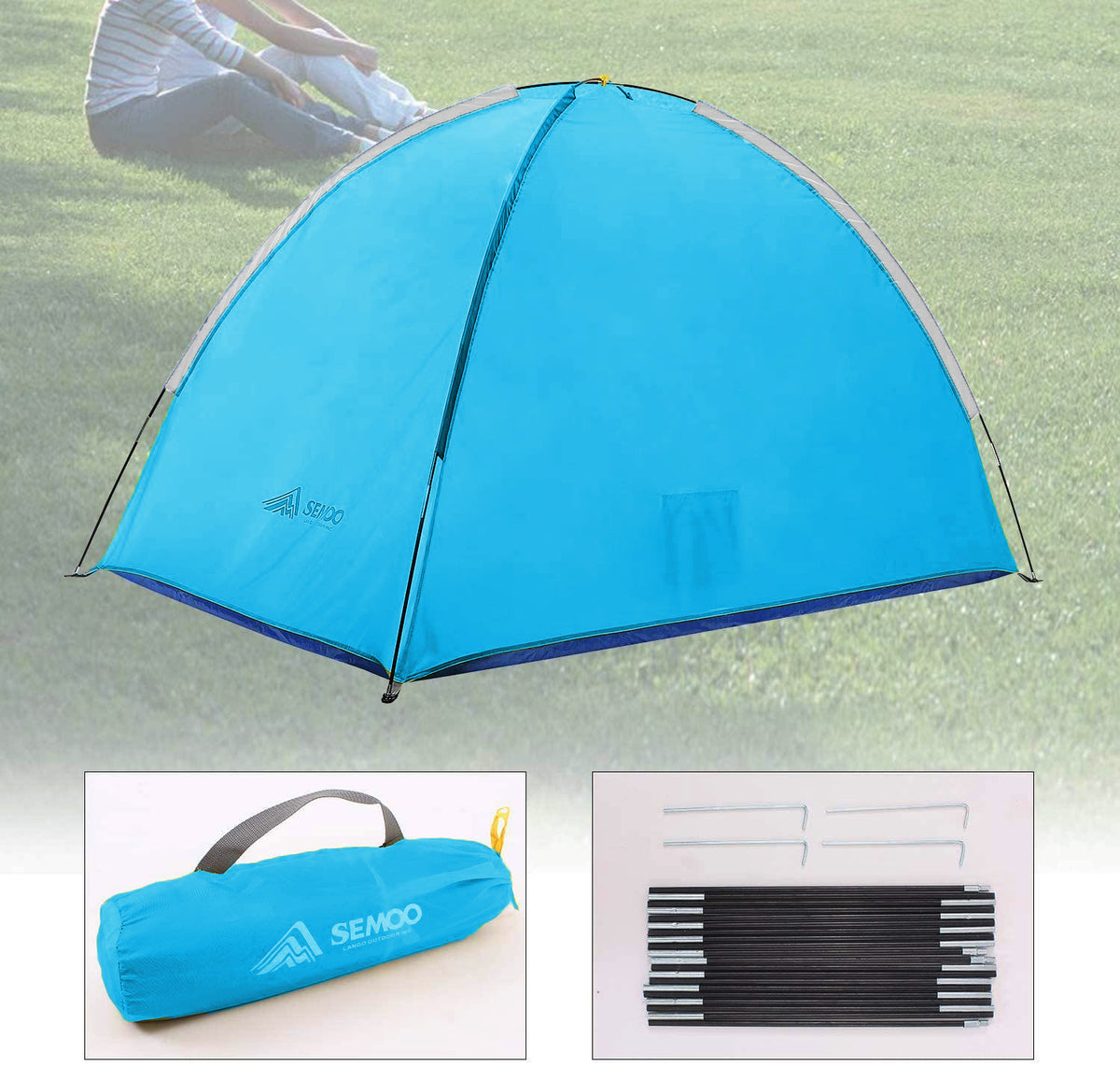 Pop Up Beach Tent Sun Shelter, 2-3 Person Instant Beach Shade Umbrella