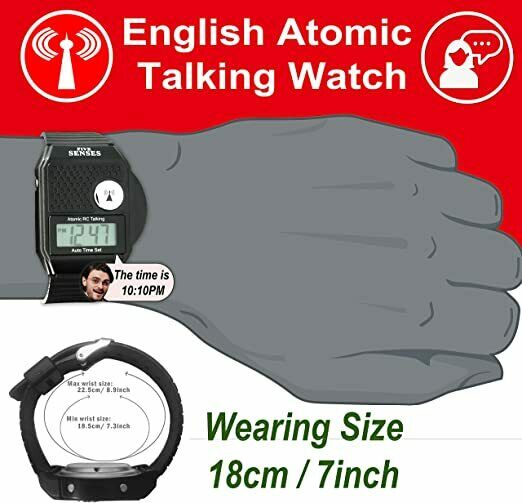 Five Senses English Atomic Talking Watch for Seniors Blind Men Women Low Vision Model 1026