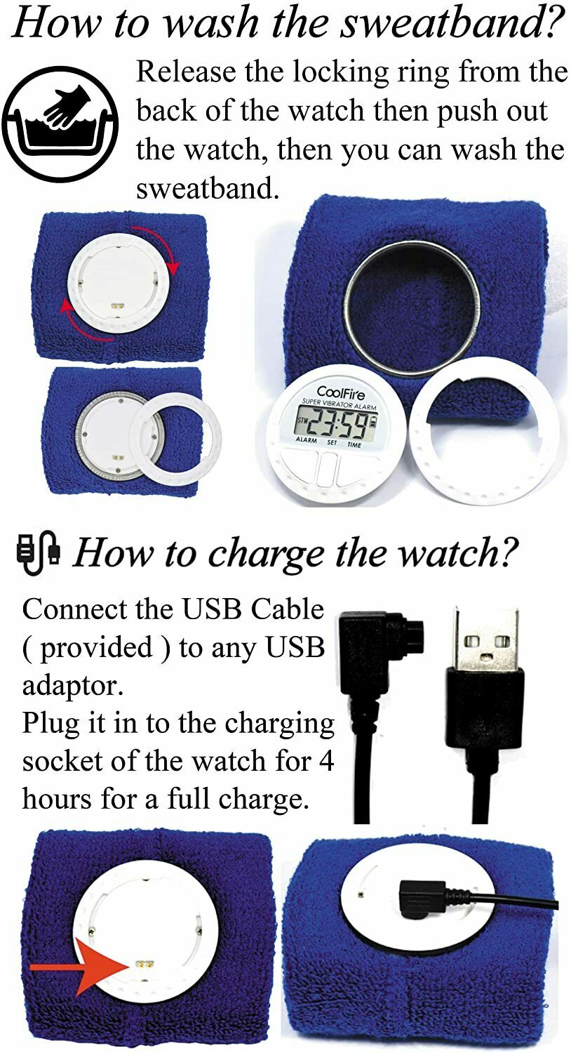 CoolFire Vibration Bracelet Watch Deep Sleeper & Vibrate with USB Char JUNELILYBEAUTY CoolFire Vibration Bracelet Watch Deep Sleeper & Vibrate with USB Char JUNELILYBEAUTY