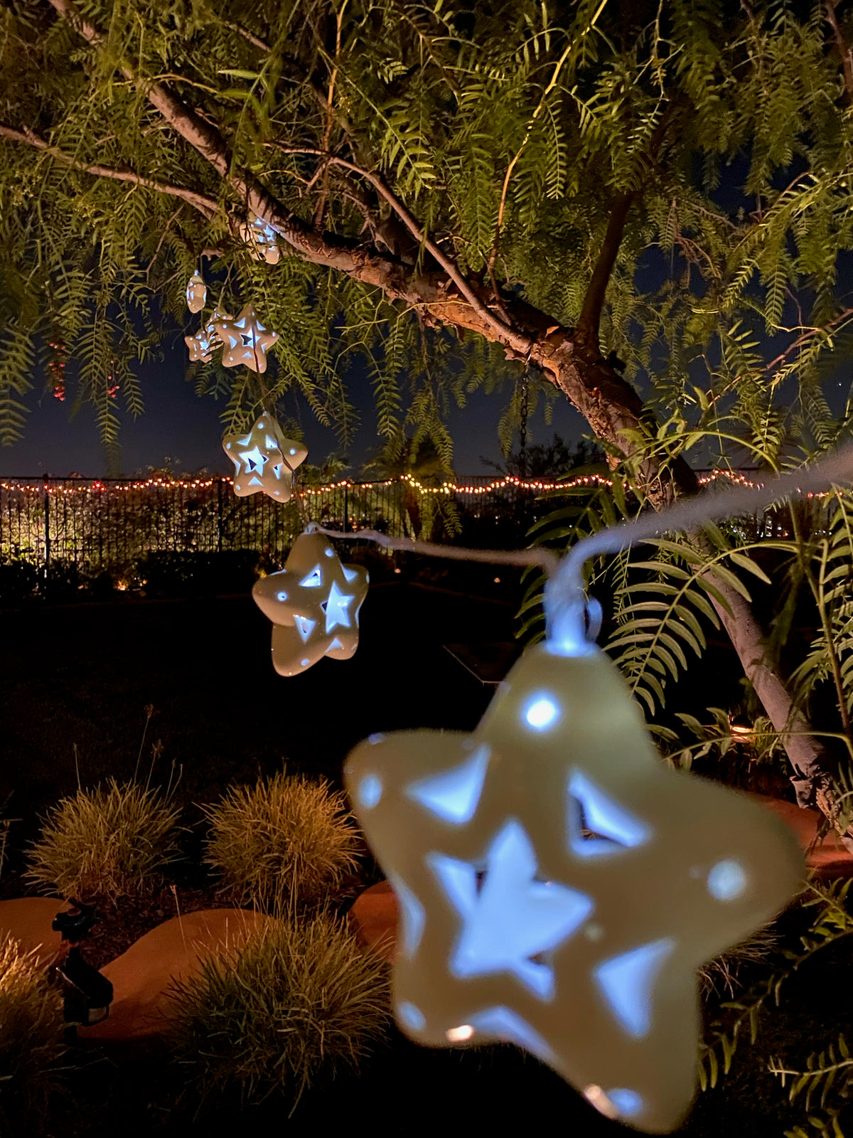 Outdoor Solar Garden Tree Auto Night Star String Light Porcelain 10-Stars